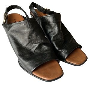 Aldo Casameada Black Leather Square Toe Sling Back Heel